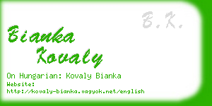bianka kovaly business card